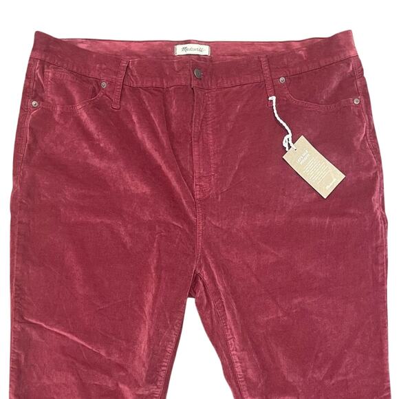 Madewell 10” High Rise Skinny Red Velvet Pants Women’s Plus Size 37 Tall NWT - Picture 3 of 6